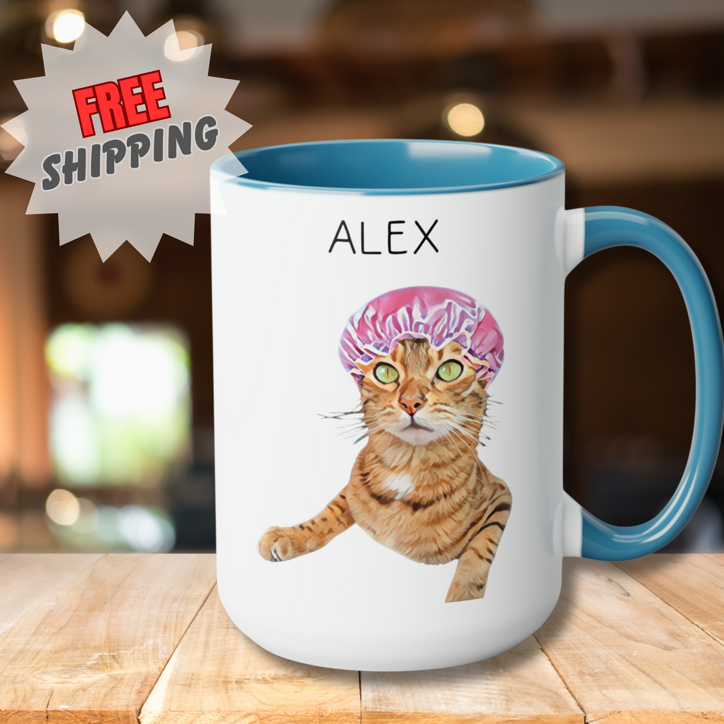 Custom 15oz Mug From Photo, Valentine's Gift For Pet Parents, Dog Lover Gift, Cat Lover Gift, Pet Portrait, Pet Painting, Coffee Mug, Dog Dad Gift, Cat Dad