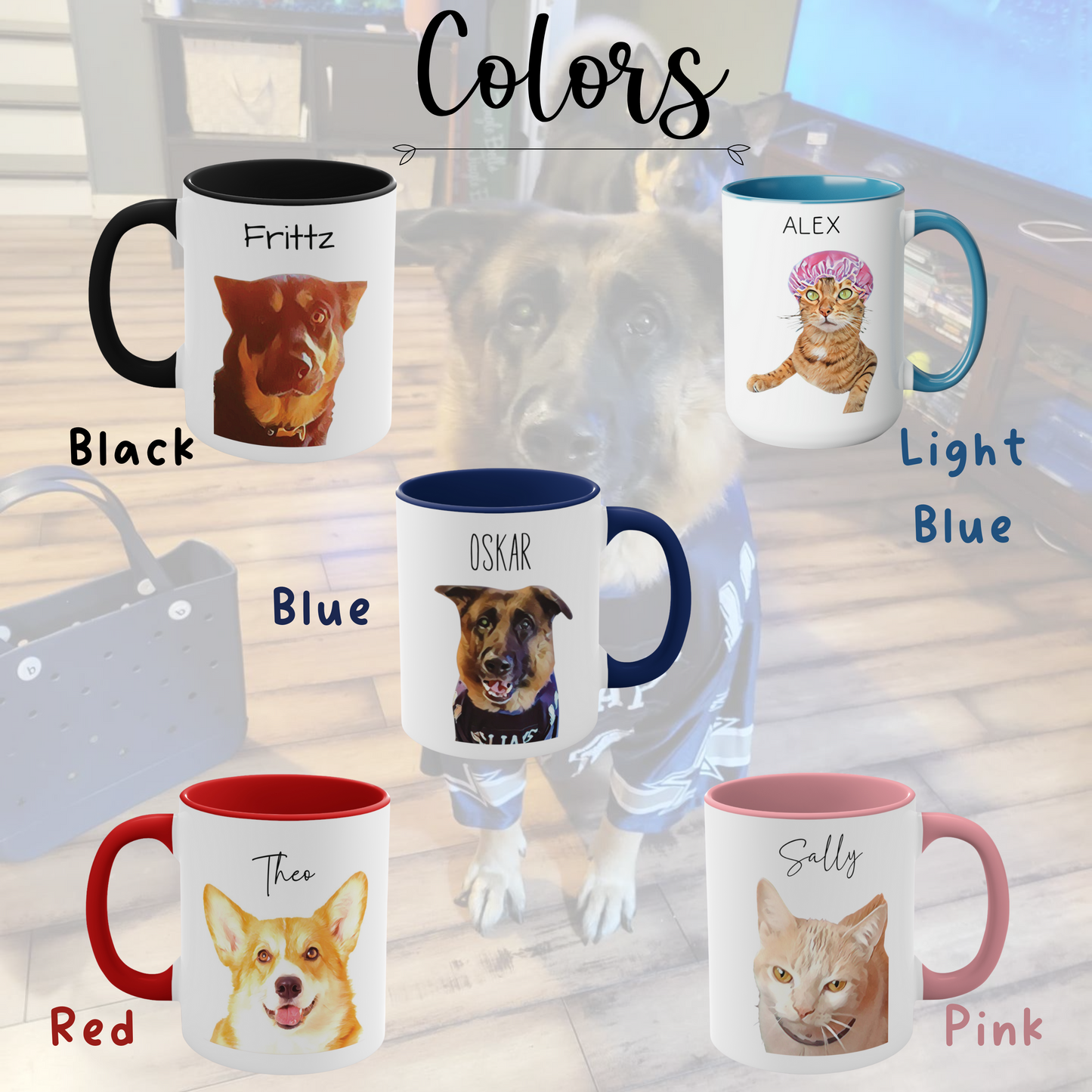 Custom 15oz Mug From Photo, Valentine's Gift For Pet Parents, Dog Lover Gift, Cat Lover Gift, Pet Portrait, Pet Painting, Coffee Mug, Dog Dad Gift, Cat Dad