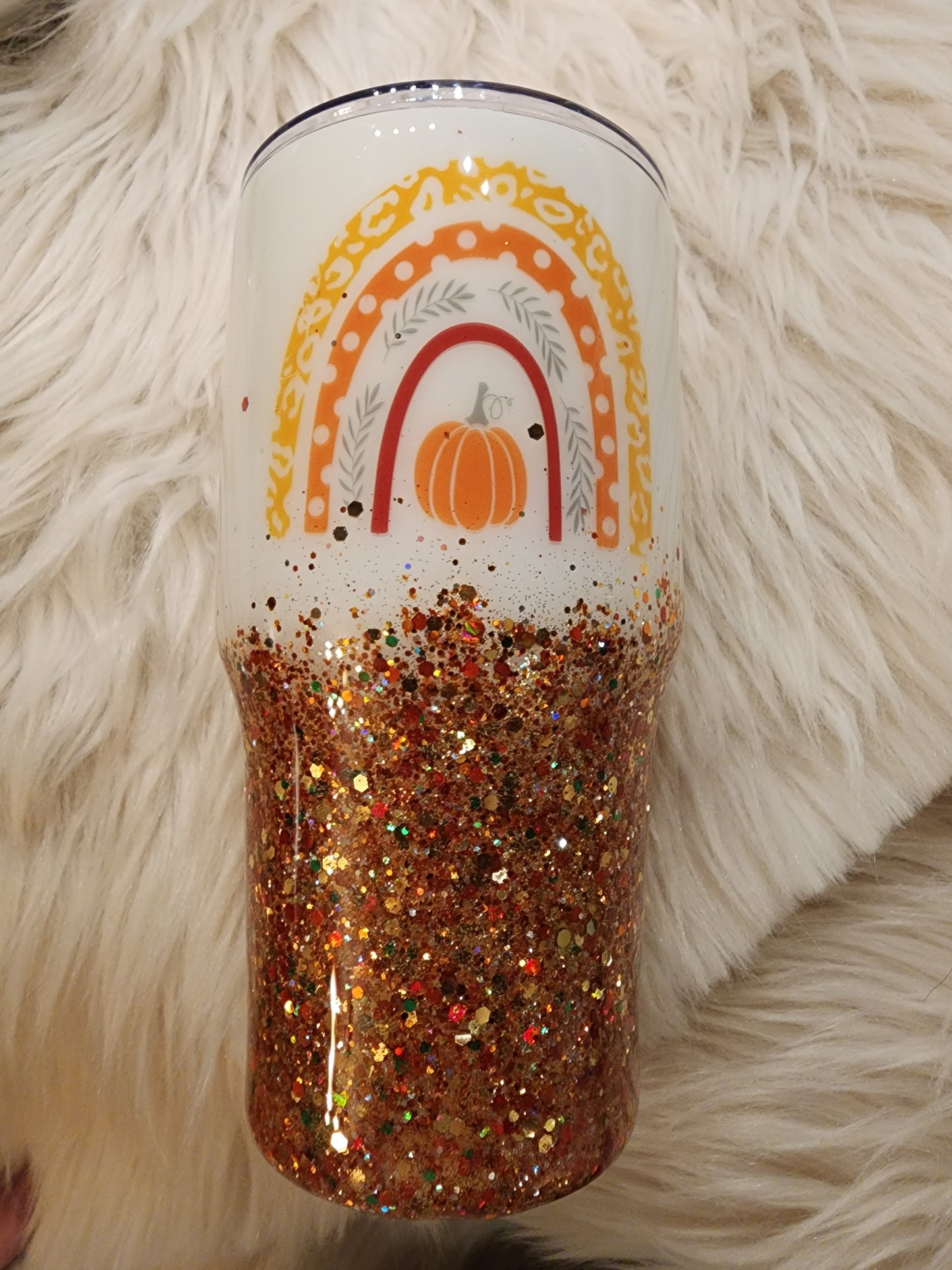 Fall - Pumpkin Boho Rainbow - Stainless Steel Tumbler