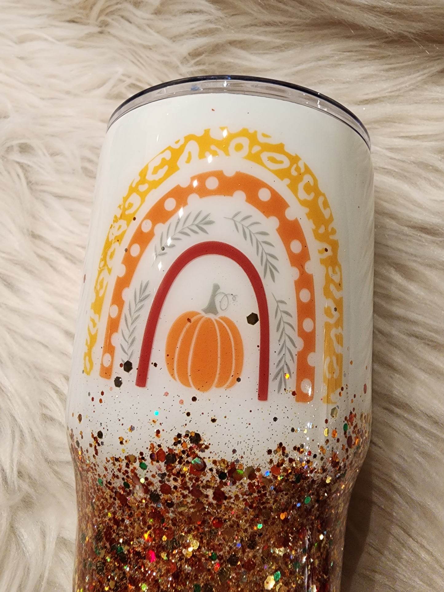 Fall - Pumpkin Boho Rainbow - Stainless Steel Tumbler