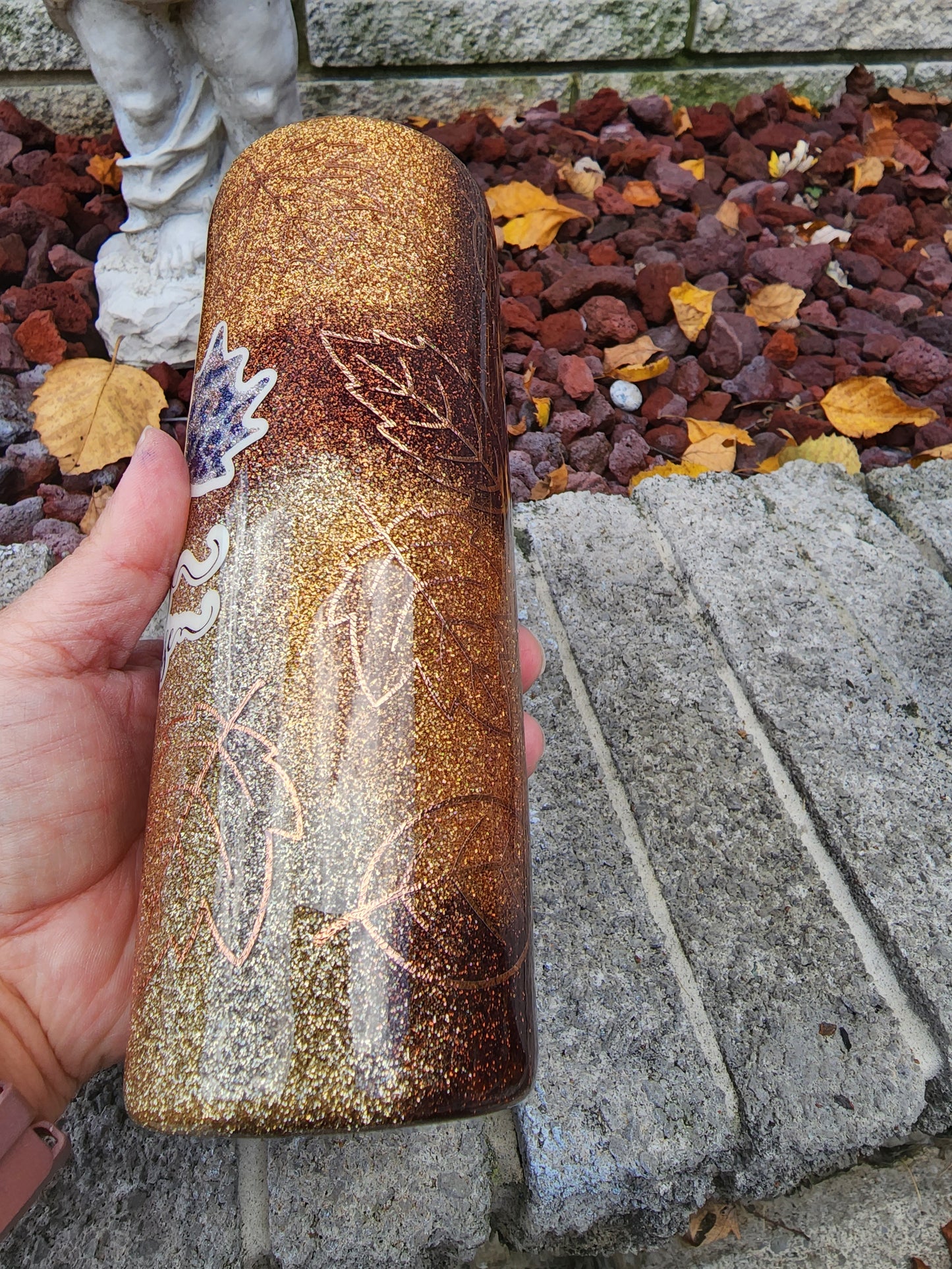 Fall Tumbler Autumn Leaves and Pumpkins Please - Peekaboo Tumbler