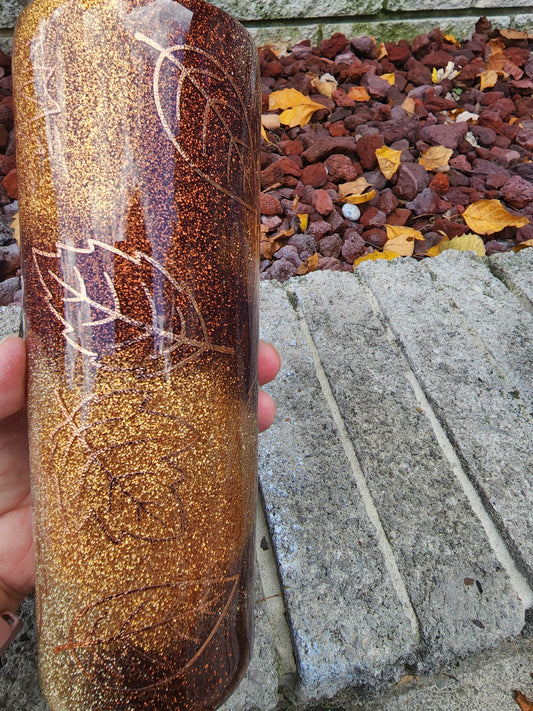 Fall Tumbler Autumn Leaves and Pumpkins Please - Peekaboo Tumbler