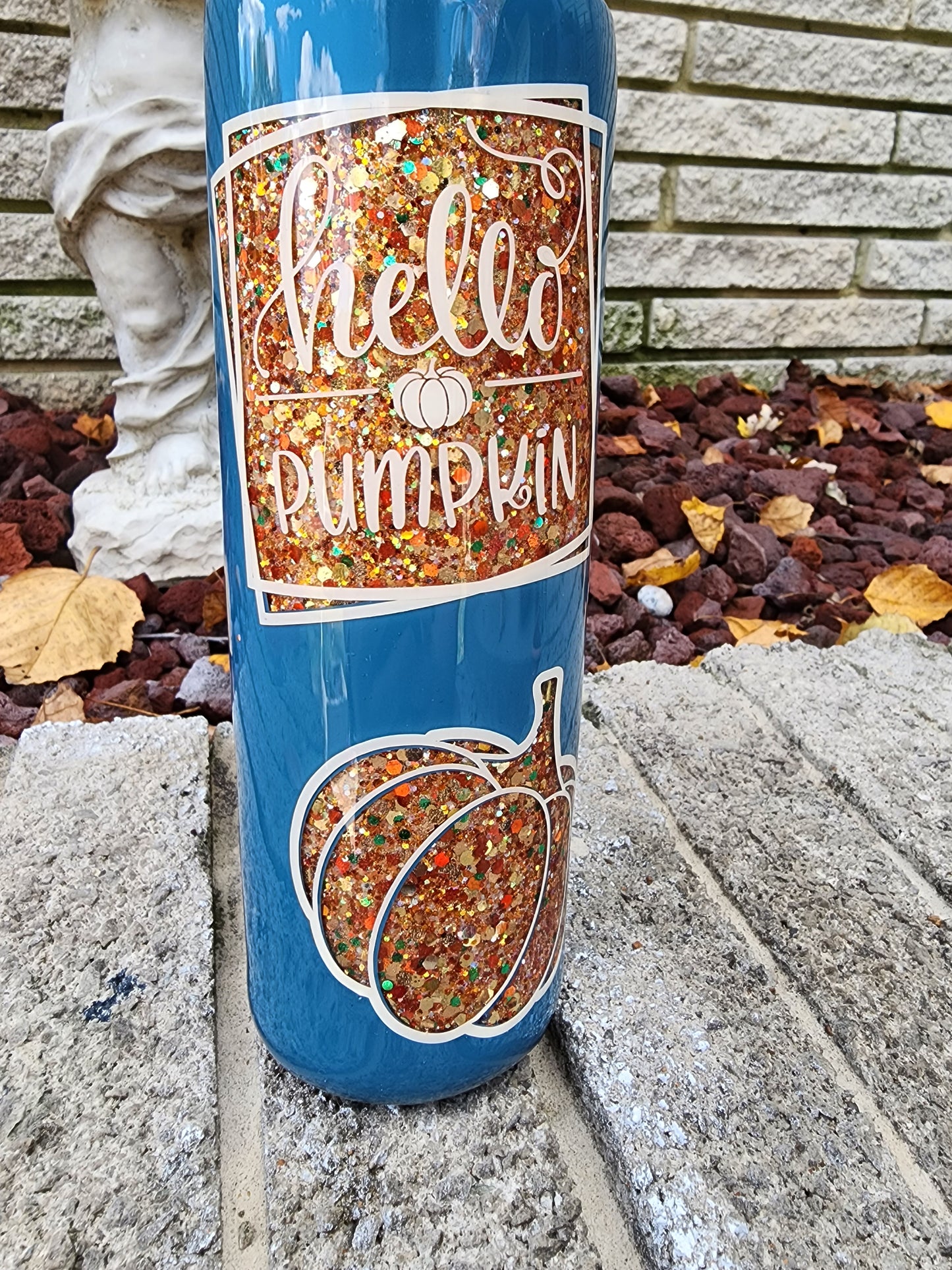 Fall - Hello Pumpkin Glitter Tumbler - Peekaboo Tumbler