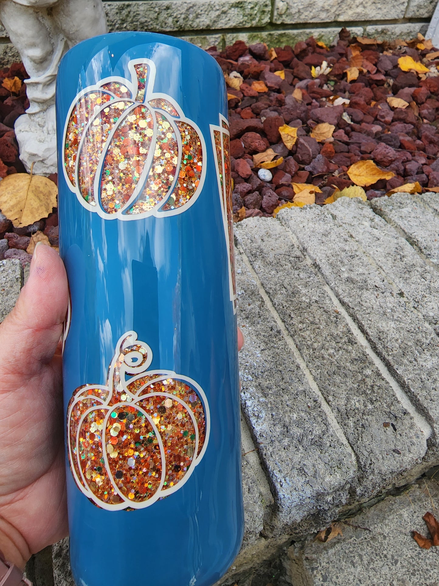 Fall - Hello Pumpkin Glitter Tumbler - Peekaboo Tumbler