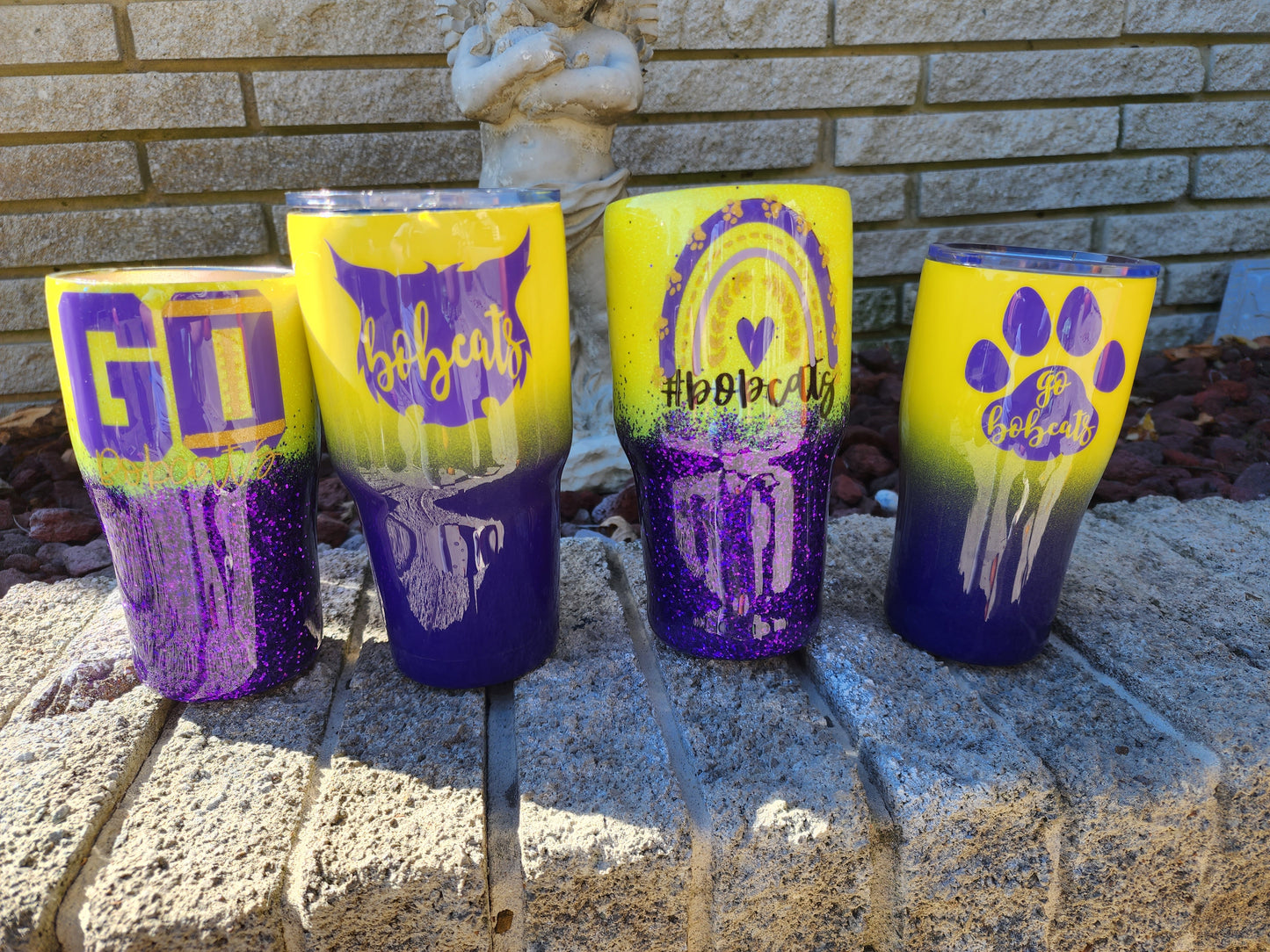 Oliver Springs Bobcats Tumbler - Boho Rainbow - Stainless Steel Tumbler