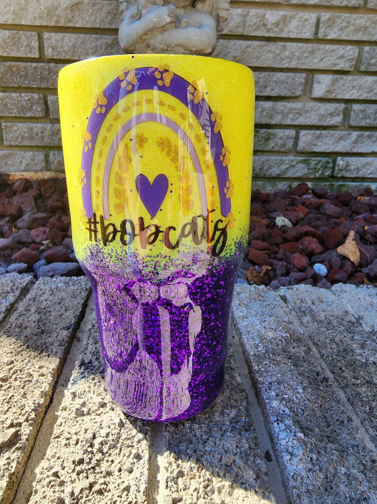 oliver springs bobcats oliver springs football boho rainbow stainless steel tumbler