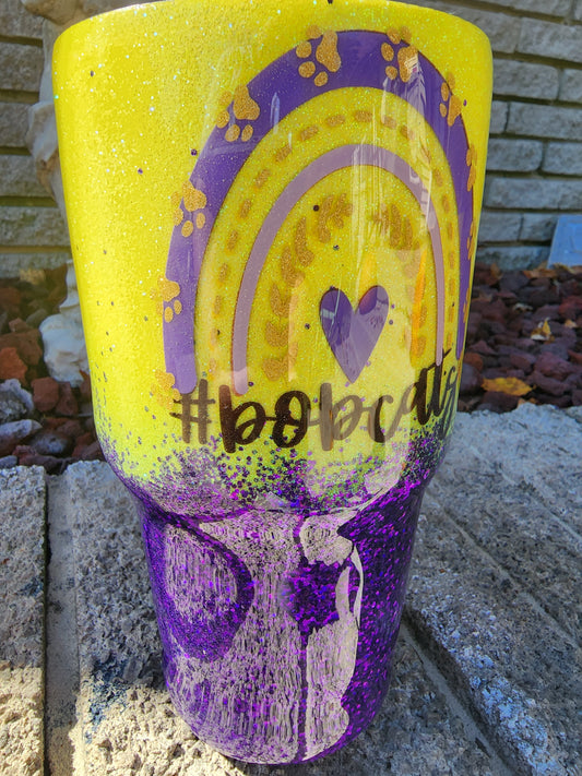 Oliver Springs Bobcats Tumbler - Boho Rainbow - Stainless Steel Tumbler