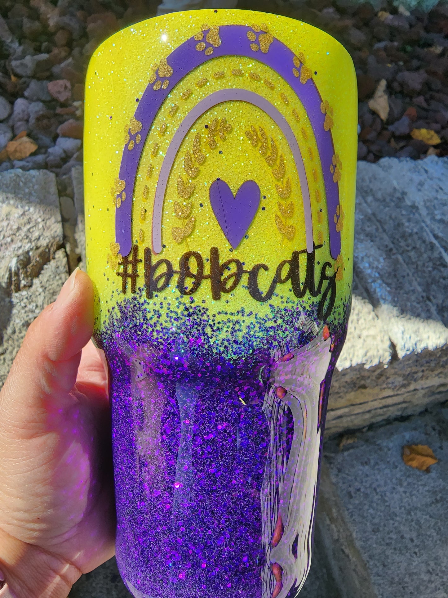 Oliver Springs Bobcats Tumbler - Boho Rainbow - Stainless Steel Tumbler