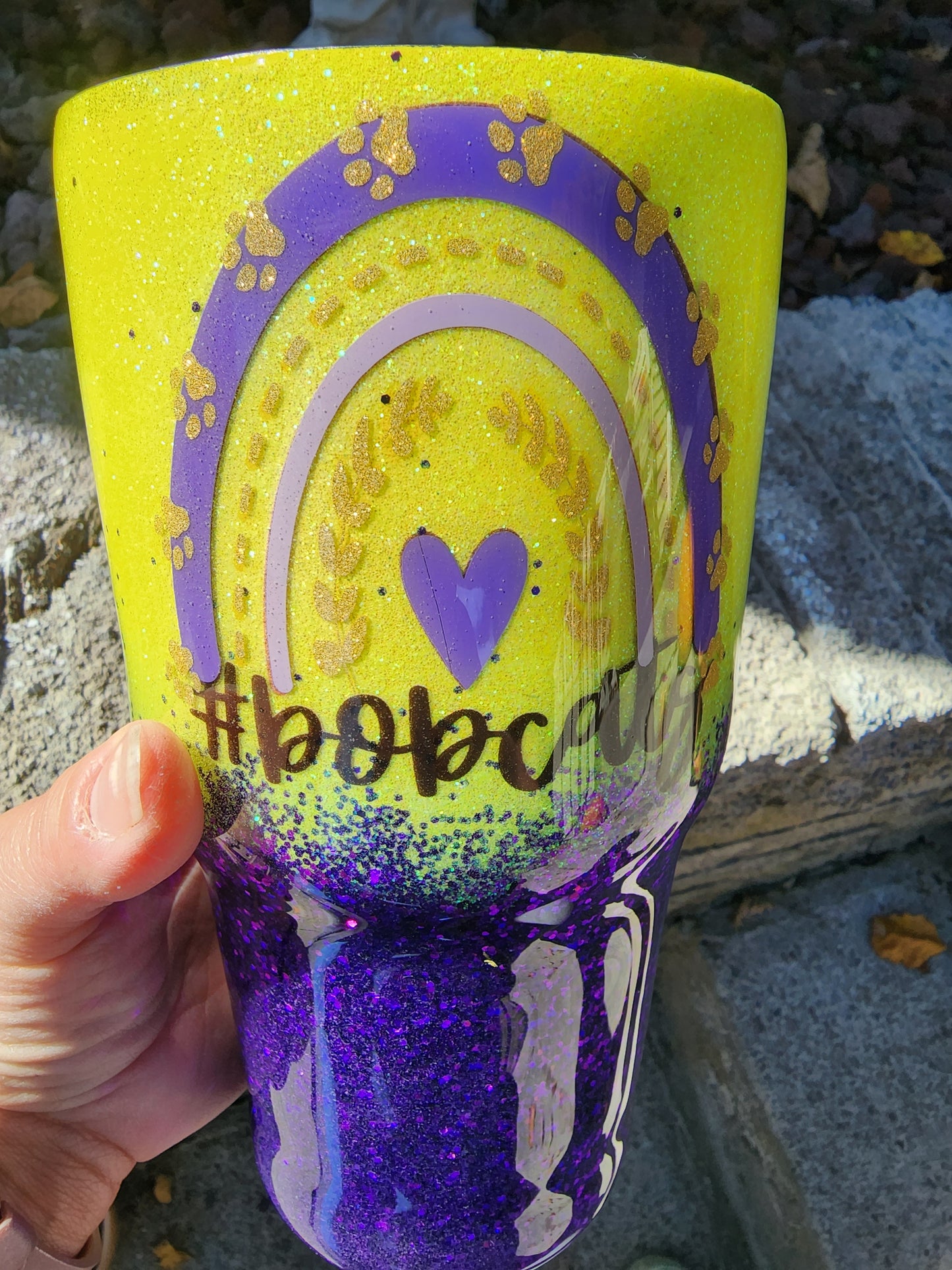 Oliver Springs Bobcats Tumbler - Boho Rainbow - Stainless Steel Tumbler
