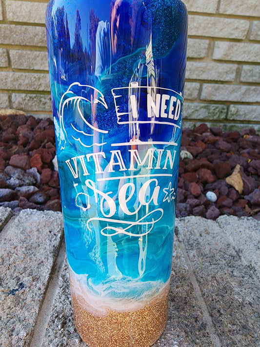 Salty Beach - I Need Vitamin Sea - Beach Stainless Steel Tumbler