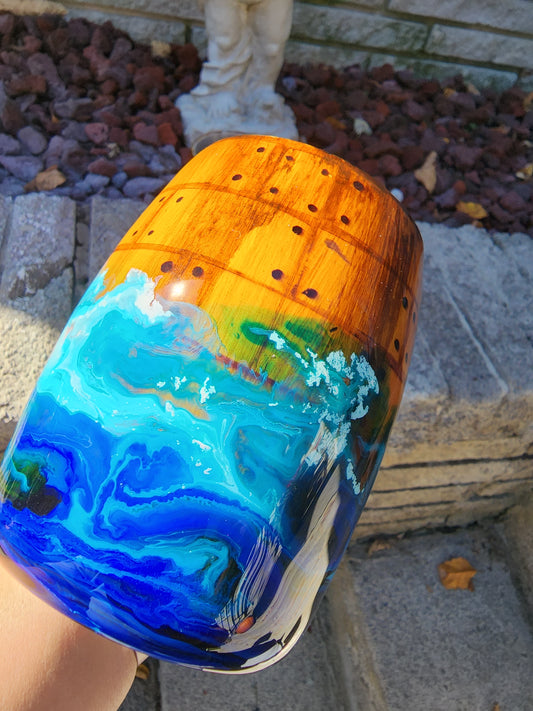 Navy - Ship with Ocean Waves - Stainless Steel Tumbler