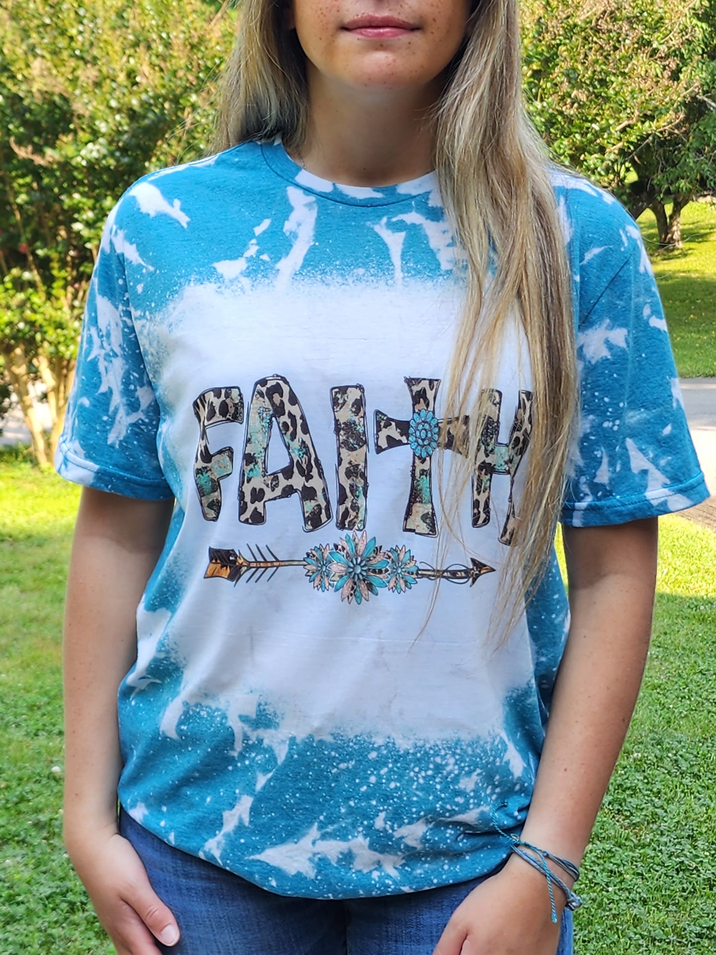 Faith - Western Arrow- Turquoise Cheetah -Sublimation Shirt