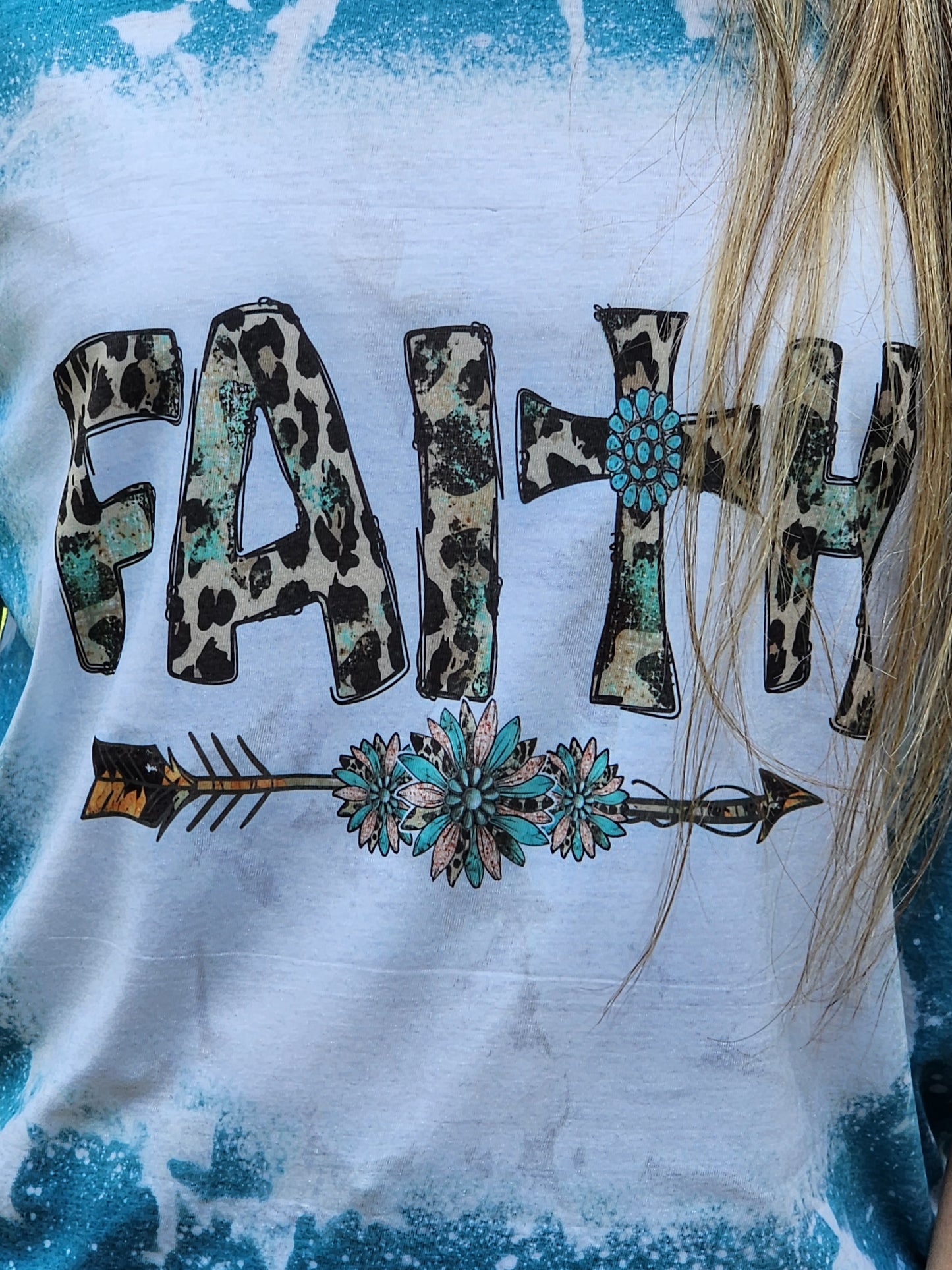 Faith - Western Arrow- Turquoise Cheetah -Sublimation Shirt