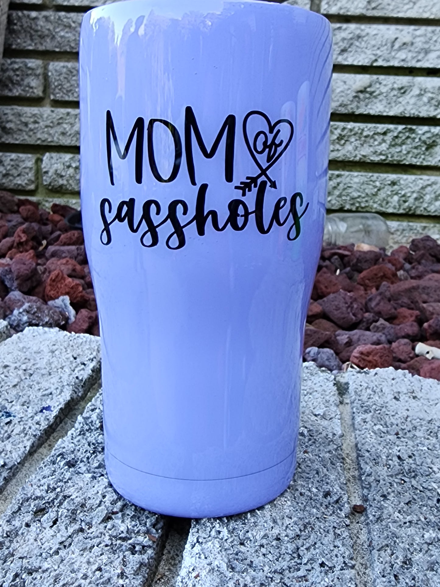 Mom of Sassholes - Messy Bun - Sunflower, Cow Print, Cheetah Print Stainless Steel Tumbler