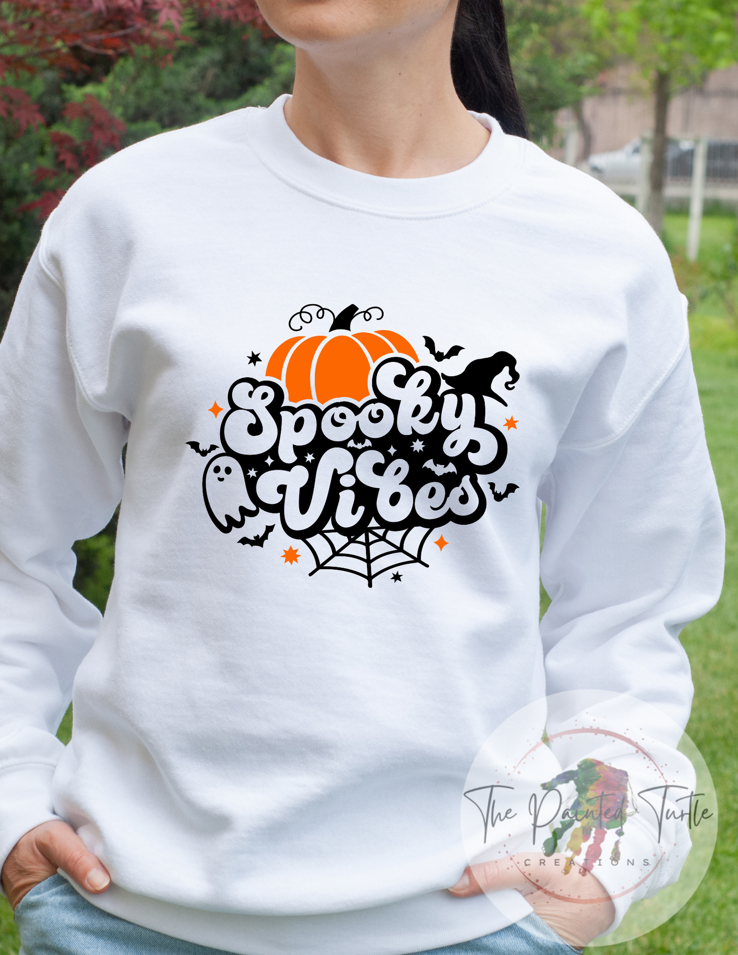 Spooky Vibes Retro Pumpkin-Spider-Ghosts Shirt