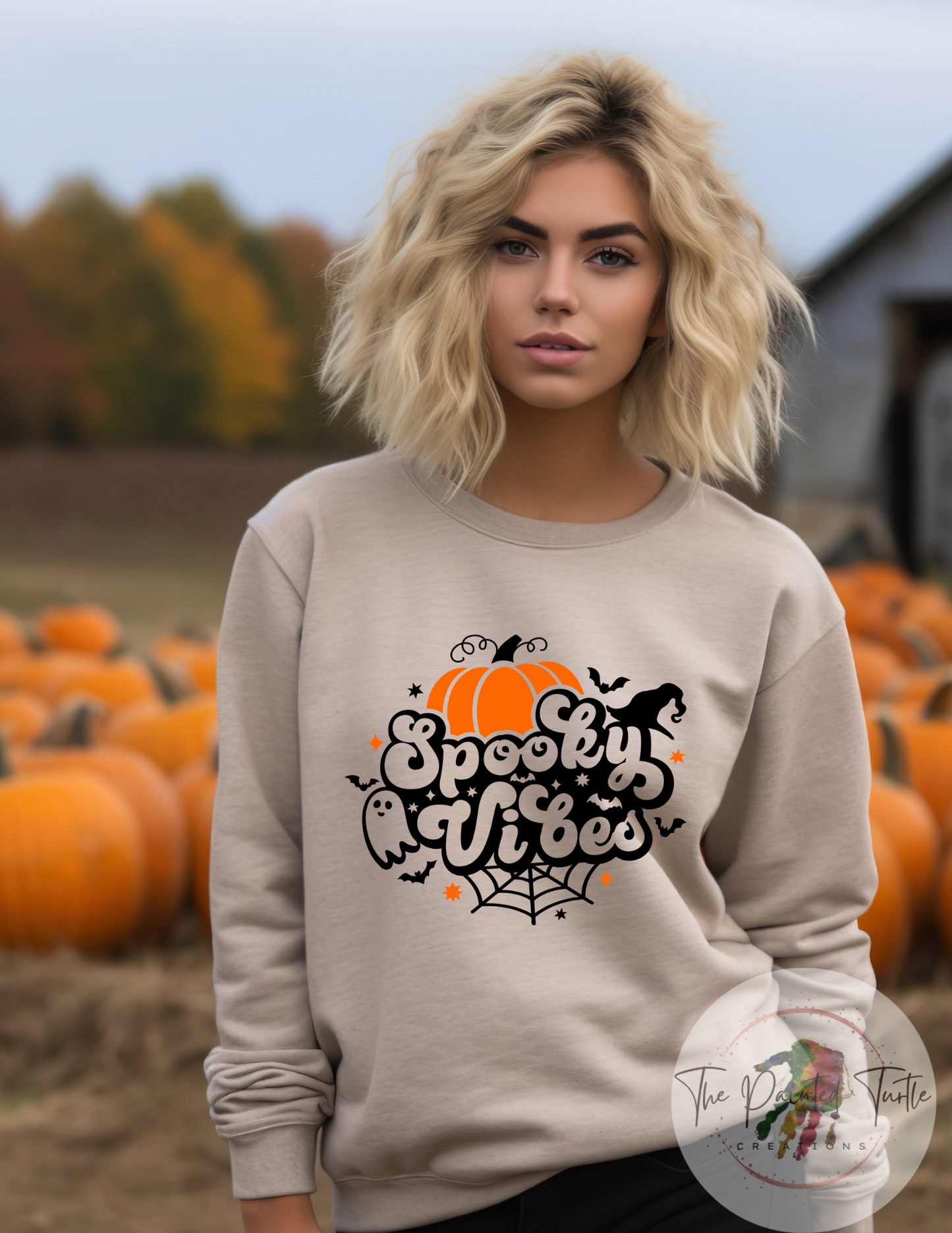 Spooky Vibes Retro Pumpkin-Spider-Ghosts Shirt