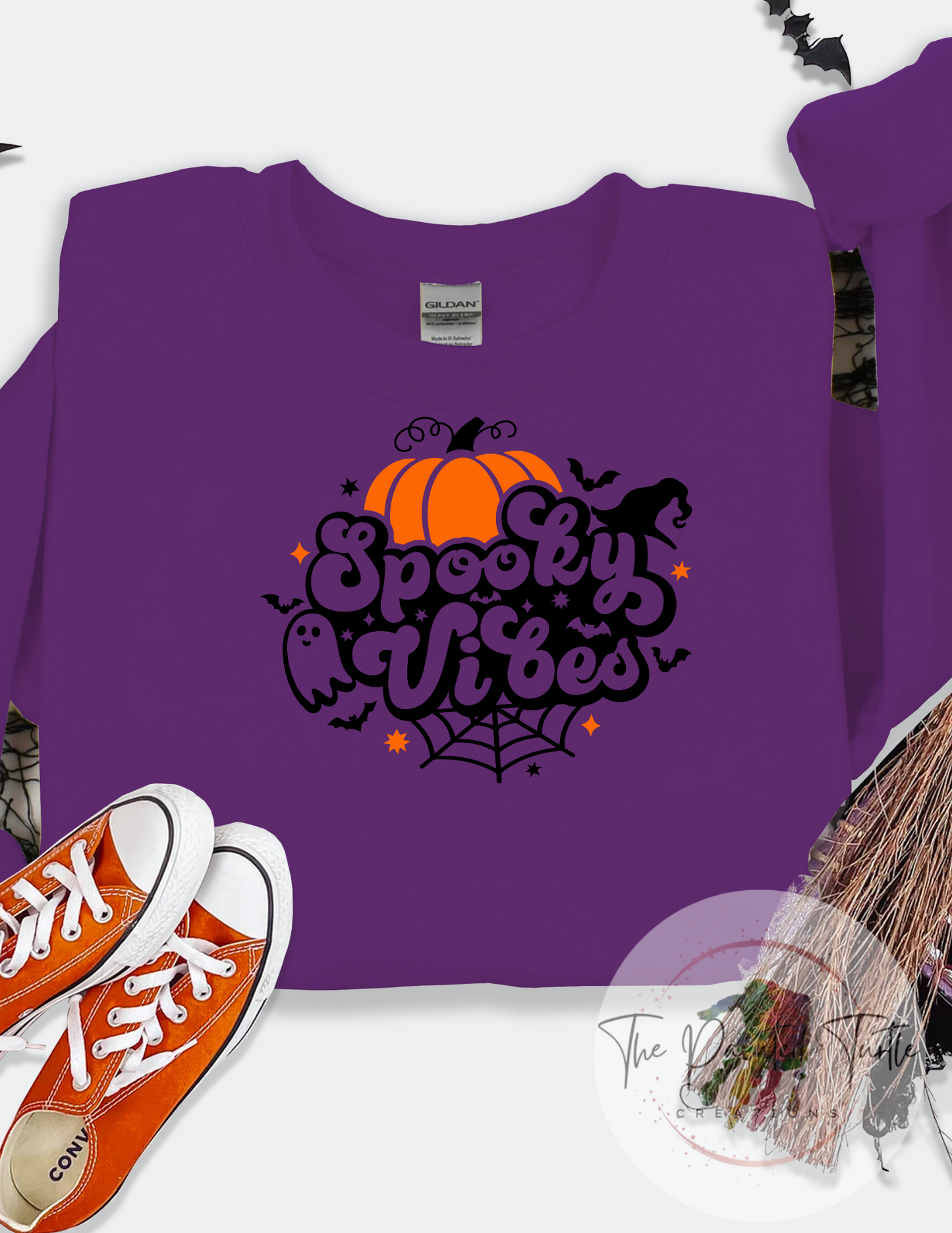 Spooky Vibes Retro Pumpkin-Spider-Ghosts Shirt