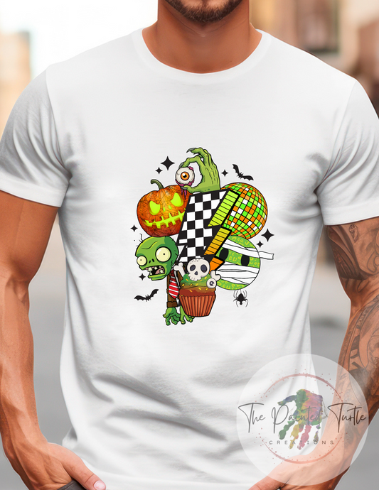 Halloween - 80s Retro - Zombies - Checkered Bolt - Smiley Face -Disco - Monster