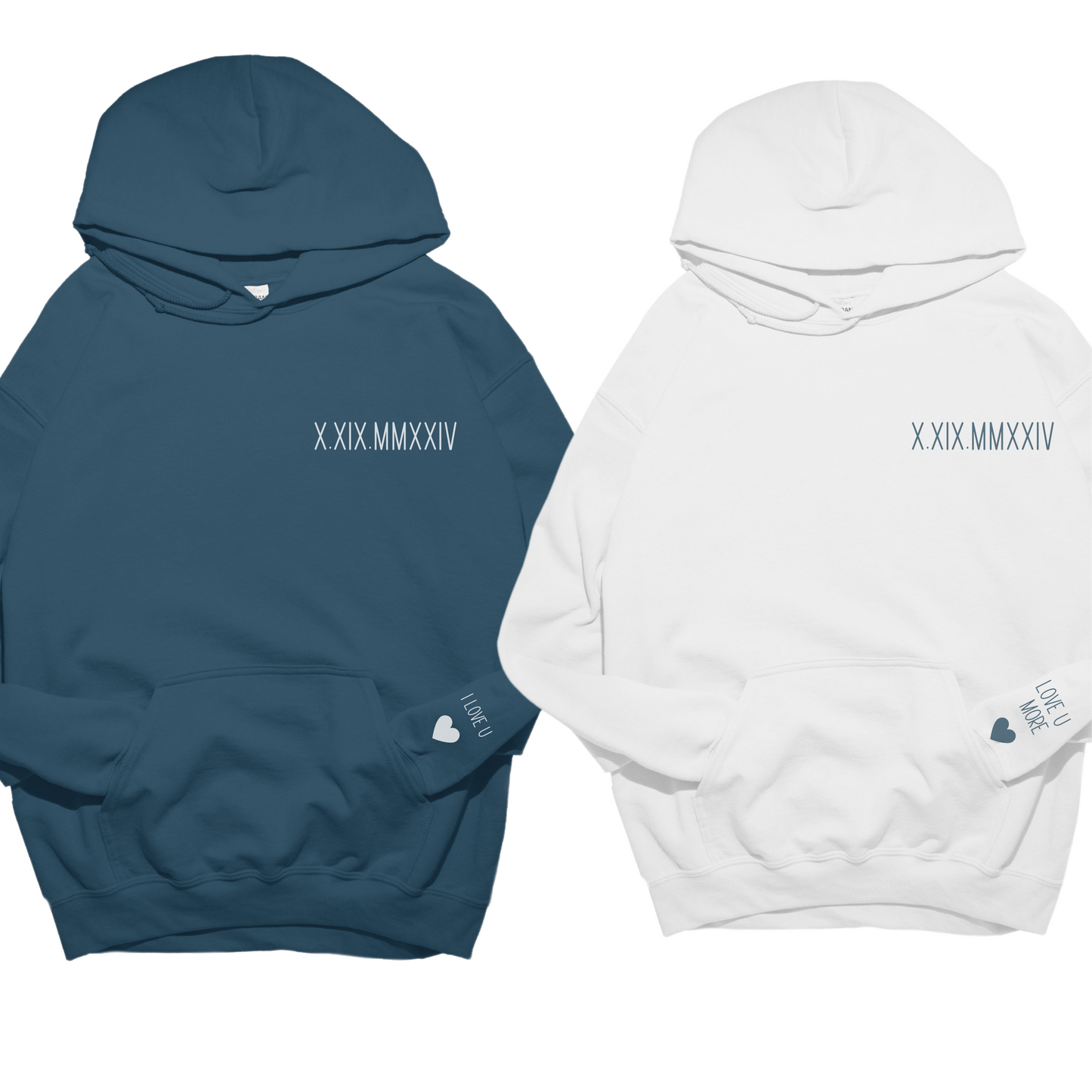 custom roman numeral hoodie, couples gift, personalized date and initial hoodie, engagements, anniversary, anniversaries, bachelor gift, bachelorette gift, bridesmaid gift, birthday gift for her, valentines gift, gift for him, minimalist couples hoodie