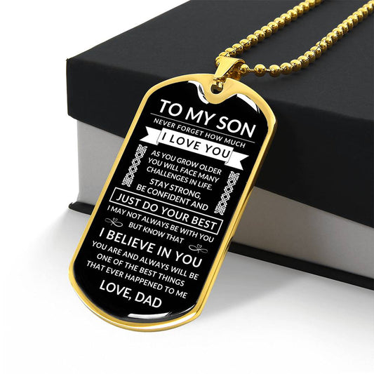 Personalized Dog Tag Necklace - To My Son - Gift for Him - Gift for Son - Gift from Mom - Men's Jewelry - Jewelry for Him