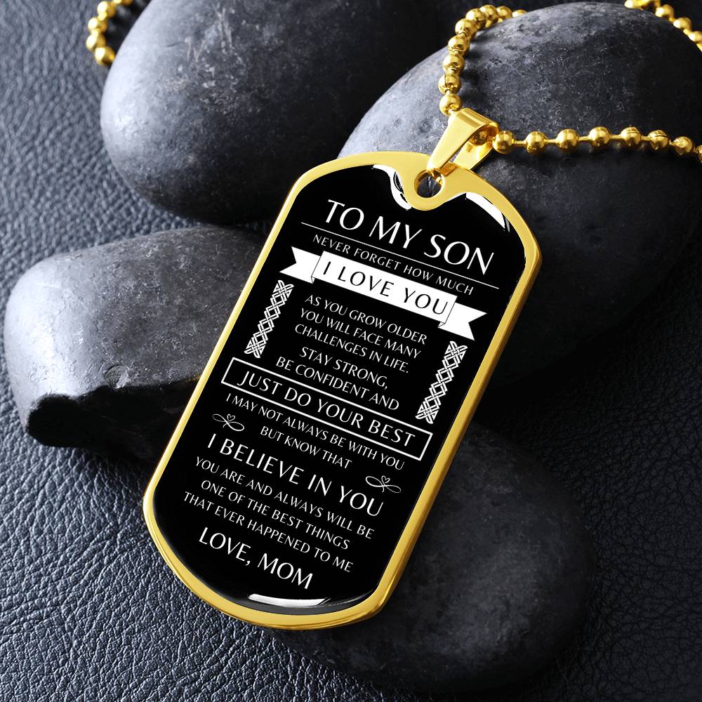 personalized dog tag, custom dog tag, to my son gift, gift for son, gift from mom, military gift, never forget how much I love you, gift from dad, ball chain necklace