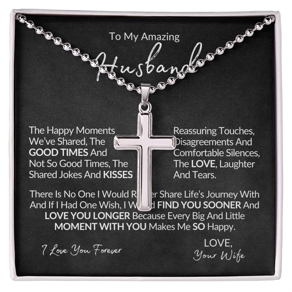 To My Husband Cross Necklace Cross Pendant, Anniversary Gift For Husband, Husband Birthday Gift, Gifts for Husband, Gift From Wife, Christmas Gifts