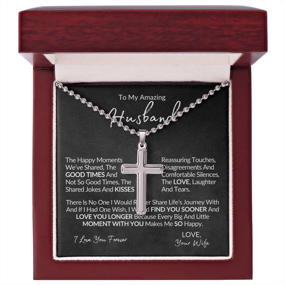 cross necklace, faith necklace, cross necklace for him, husband gift, mens gifts, mens jewelry, mens, ball chain necklace, cross necklace