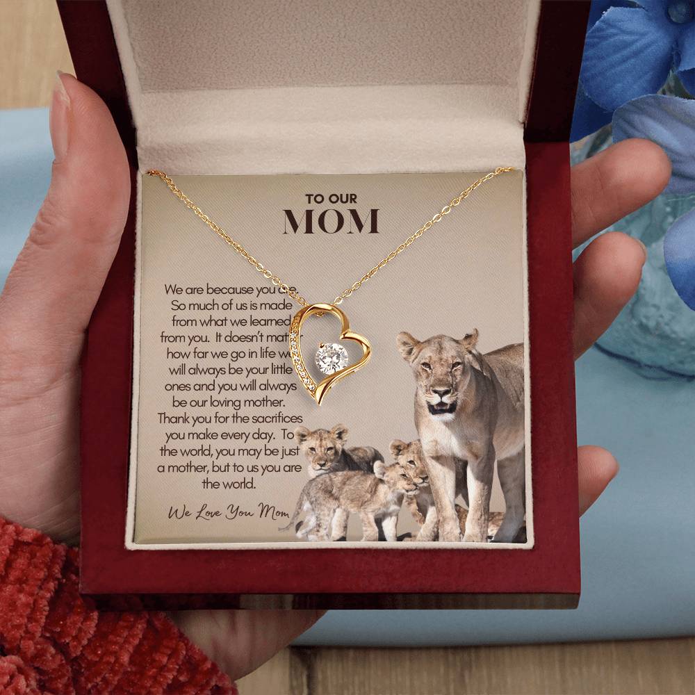 Personalized Mom Gift, Personalized Gift for Mom, Custom Gift for Mom, Necklace Pendant, Gift for Mom from Three Children, Lion Mama with Cubs Message Card, Mother's Day Gift