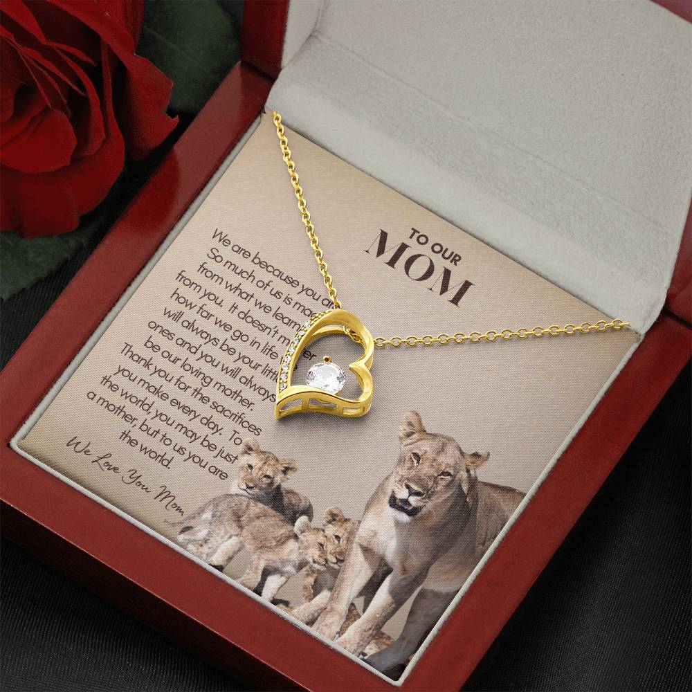 Personalized Mom Gift, Personalized Gift for Mom, Custom Gift for Mom, Necklace Pendant, Gift for Mom from Three Children, Lion Mama with Cubs Message Card, Mother's Day Gift