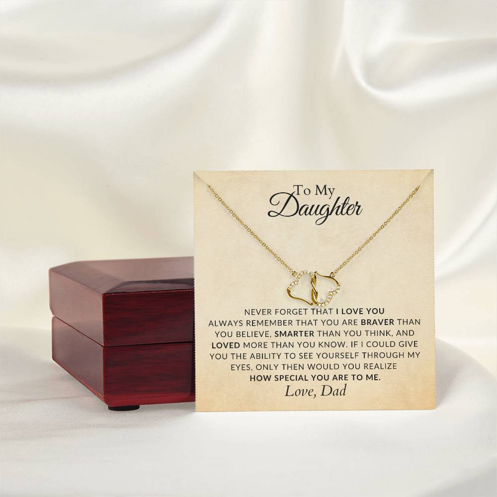 10K Solid Yellow Gold Heart Necklace for Daughter - Gift for Daughter - Gift from Dad - Diamond Necklace