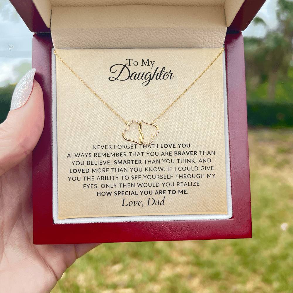 10K Solid Yellow Gold Heart Necklace for Daughter - Gift for Daughter - Gift from Dad - Diamond Necklace