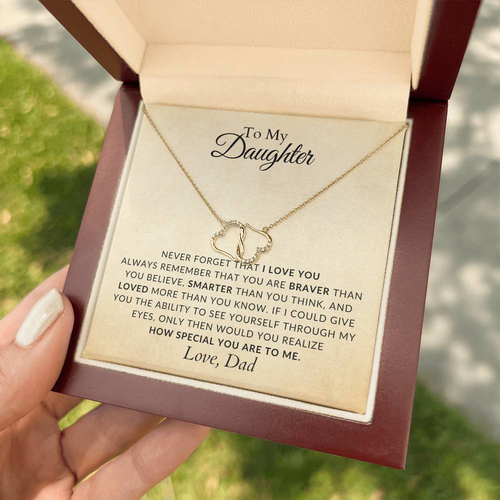 10K Solid Yellow Gold Heart Necklace for Daughter - Gift for Daughter - Gift from Dad - Diamond Necklace