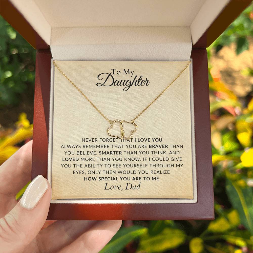 10K Solid Yellow Gold Heart Necklace for Daughter - Gift for Daughter - Gift from Dad - Diamond Necklace