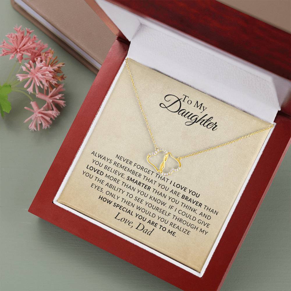 10K Solid Yellow Gold Heart Necklace for Daughter - Gift for Daughter - Gift from Dad - Diamond Necklace