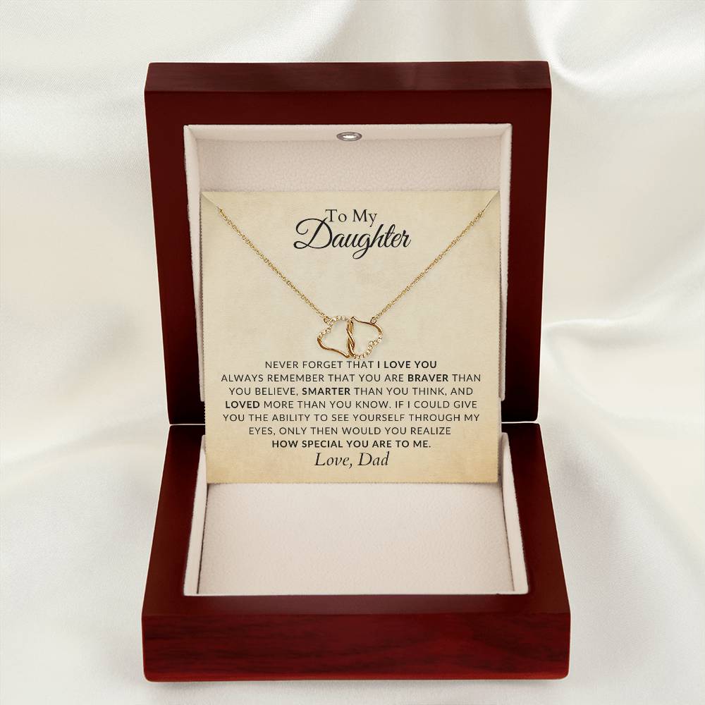 10K Solid Yellow Gold Heart Necklace for Daughter - Gift for Daughter - Gift from Dad - Diamond Necklace