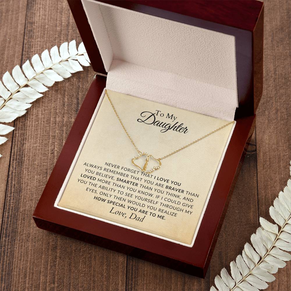 10K Solid Yellow Gold Heart Necklace for Daughter - Gift for Daughter - Gift from Dad - Diamond Necklace