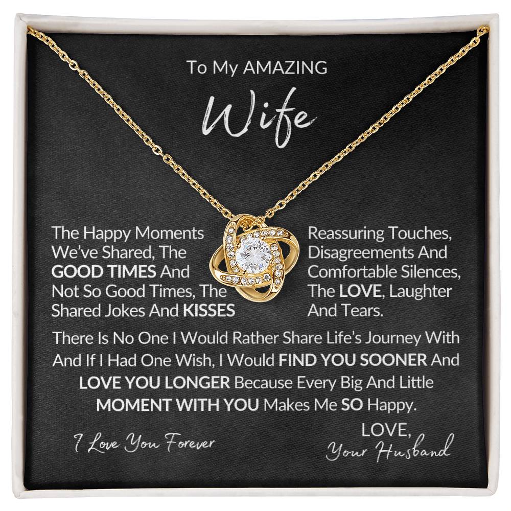 Amazing Wife - Love Knot Pendant Necklace - Love Knot Necklace Anniversary Gift