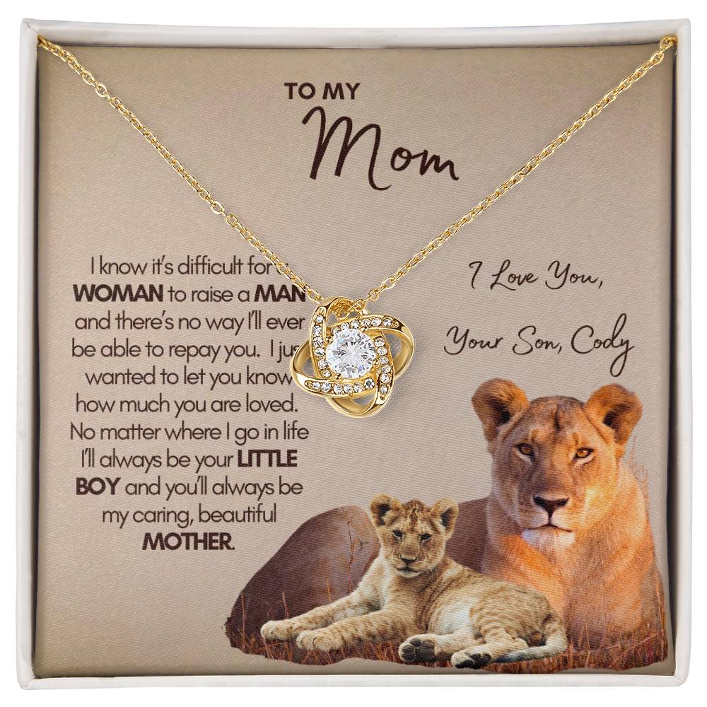 Personalized Mom Gift, Custom Gift for Mom, Custom Mom Necklace, Necklace Pendant, Gift for Mom from Son, Love Knot Necklace