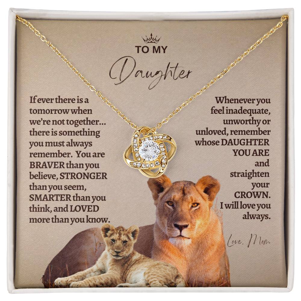 To My Daughter - Mother Daughter Gift -- Mother Daughter Jewelry - Straighten Your Crown - Lion Mother - Custom Jewelry