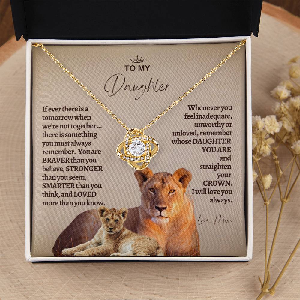 To My Daughter - Mother Daughter Gift -- Mother Daughter Jewelry - Straighten Your Crown - Lion Mother - Custom Jewelry