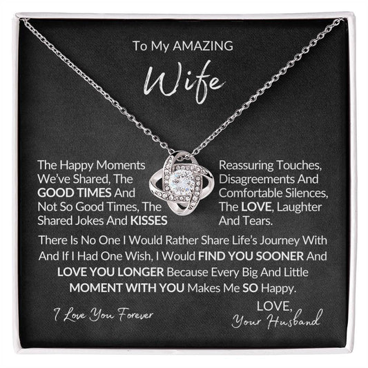 Amazing Wife - Love Knot Pendant Necklace - Love Knot Necklace Anniversary Gift