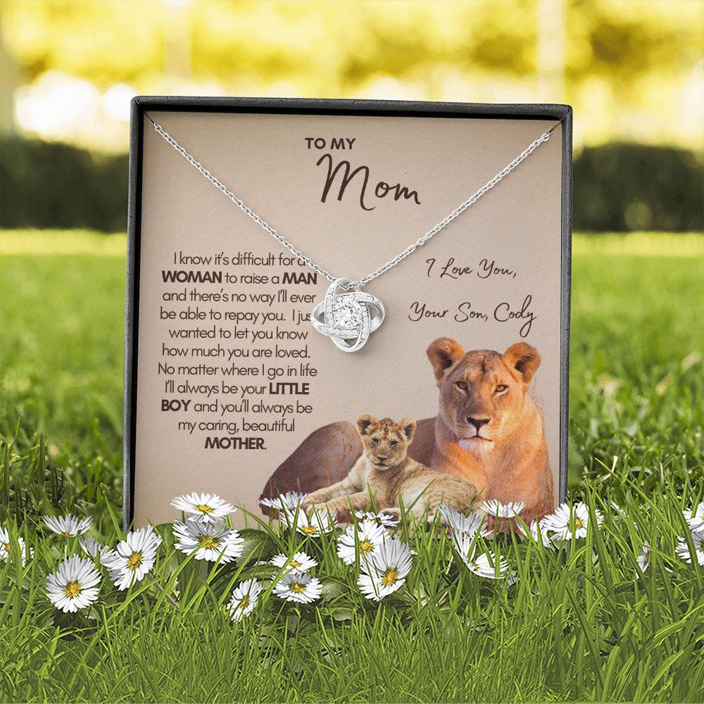 Personalized Mom Gift, Custom Gift for Mom, Custom Mom Necklace, Necklace Pendant, Gift for Mom from Son, Love Knot Necklace