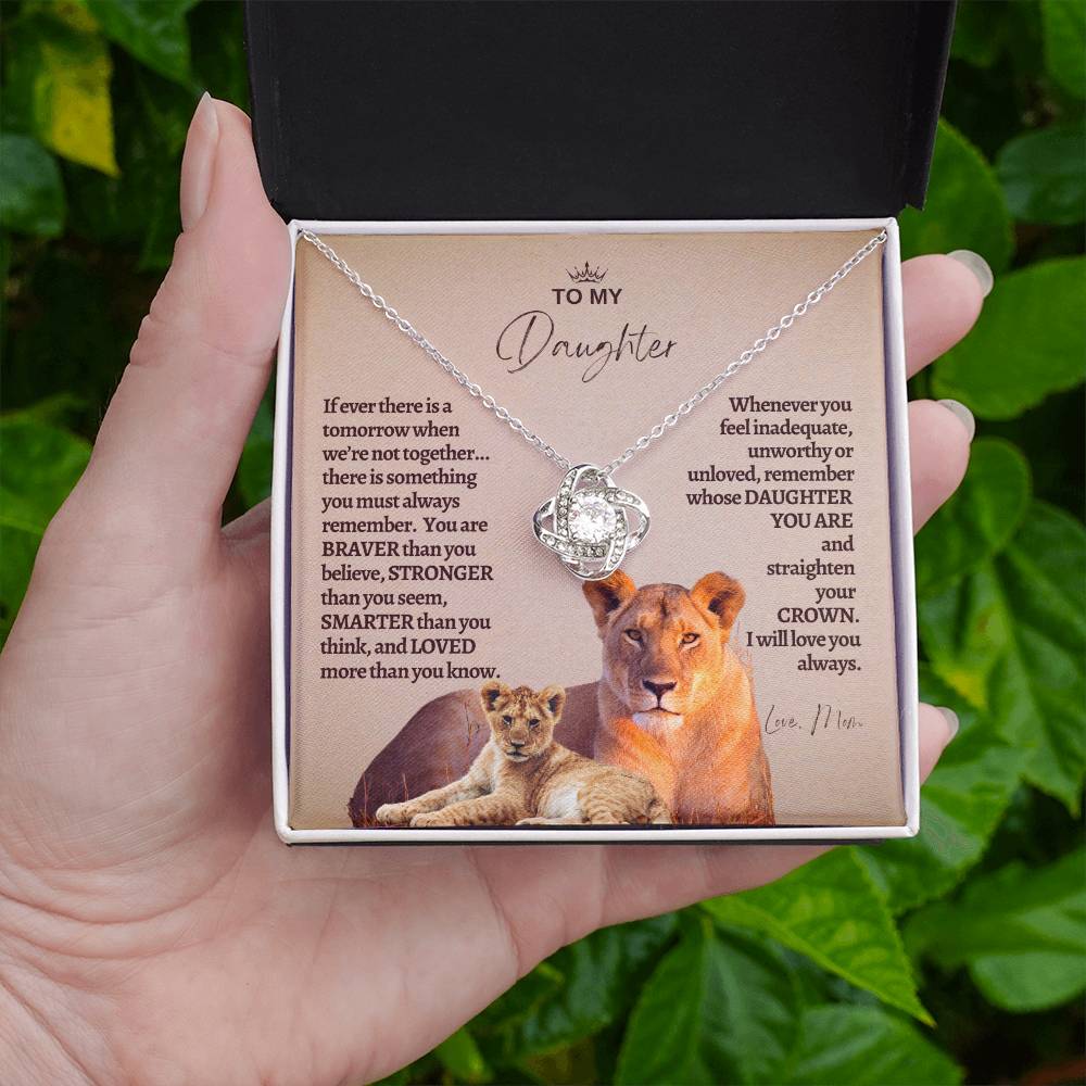 To My Daughter - Mother Daughter Gift -- Mother Daughter Jewelry - Straighten Your Crown - Lion Mother - Custom Jewelry