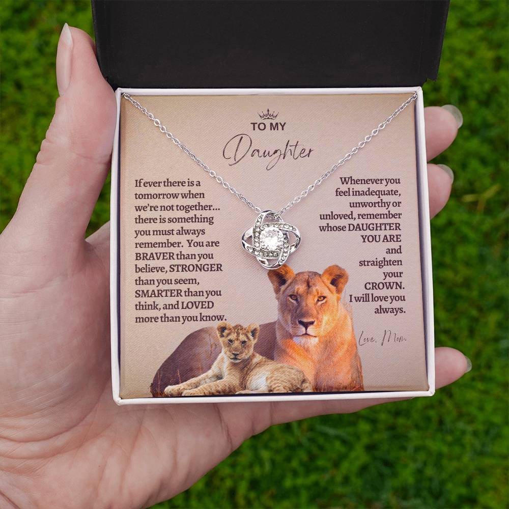 To My Daughter - Mother Daughter Gift -- Mother Daughter Jewelry - Straighten Your Crown - Lion Mother - Custom Jewelry