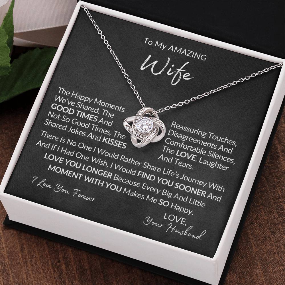 Amazing Wife - Love Knot Pendant Necklace - Love Knot Necklace Anniversary Gift