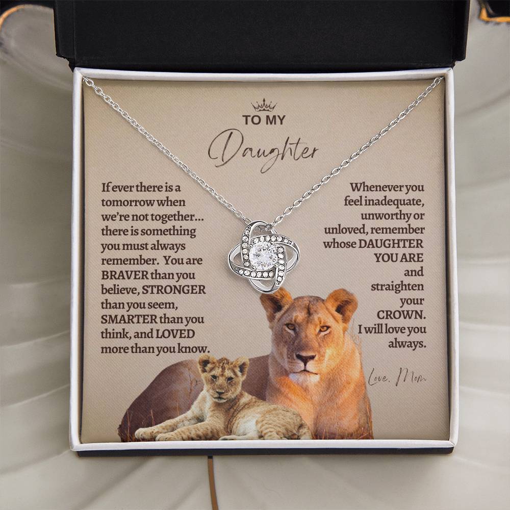 To My Daughter - Mother Daughter Gift -- Mother Daughter Jewelry - Straighten Your Crown - Lion Mother - Custom Jewelry
