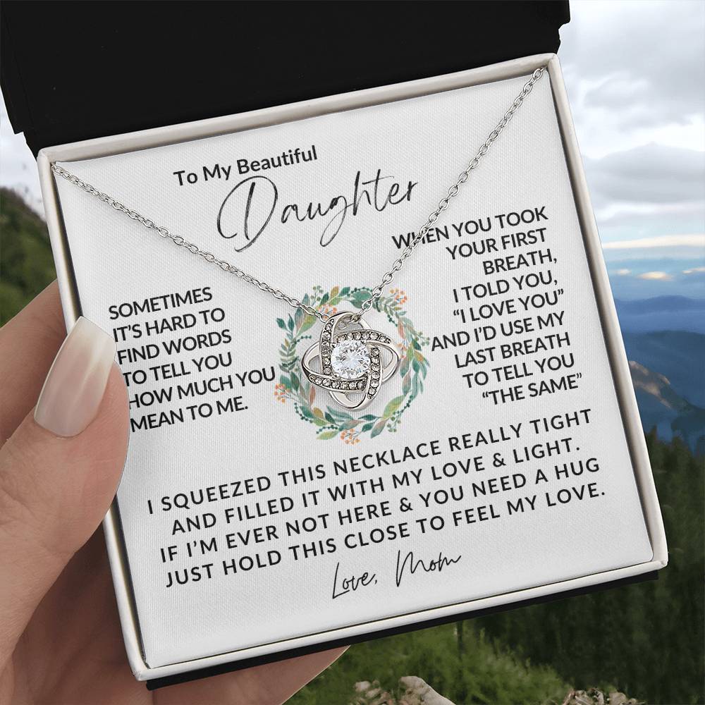 To My Daughter - Love Knot Necklace - Love Knot Pendant - Gift for Her - Gift for Daughter - Gift from Mom - Gifts for Her