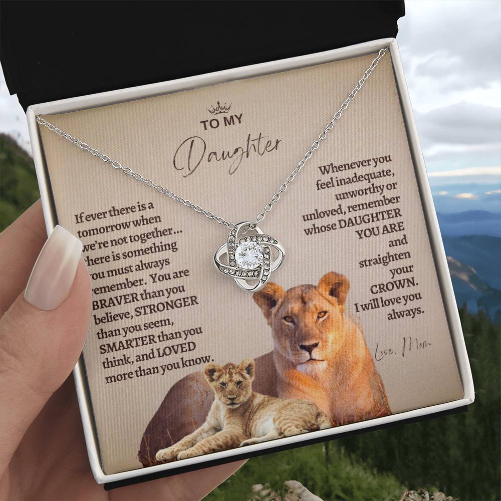 To My Daughter - Mother Daughter Gift -- Mother Daughter Jewelry - Straighten Your Crown - Lion Mother - Custom Jewelry