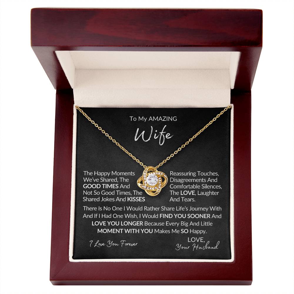 Amazing Wife - Love Knot Pendant Necklace - Love Knot Necklace Anniversary Gift