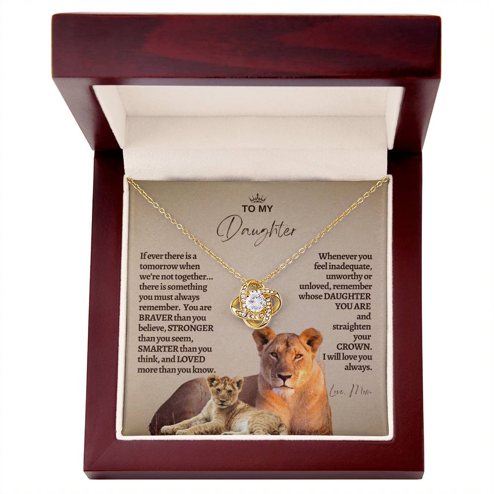 To My Daughter - Mother Daughter Gift -- Mother Daughter Jewelry - Straighten Your Crown - Lion Mother - Custom Jewelry